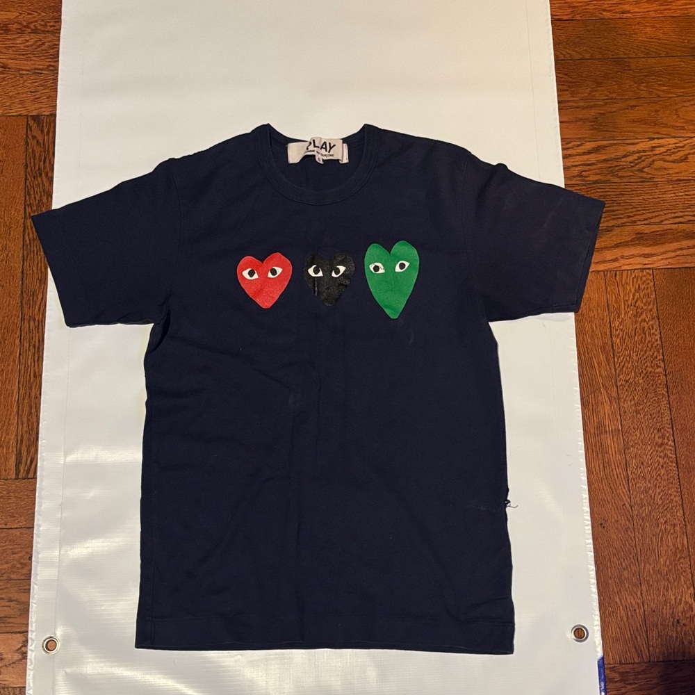 Comme des Garcons Kids Triple Heart Tee - Navy